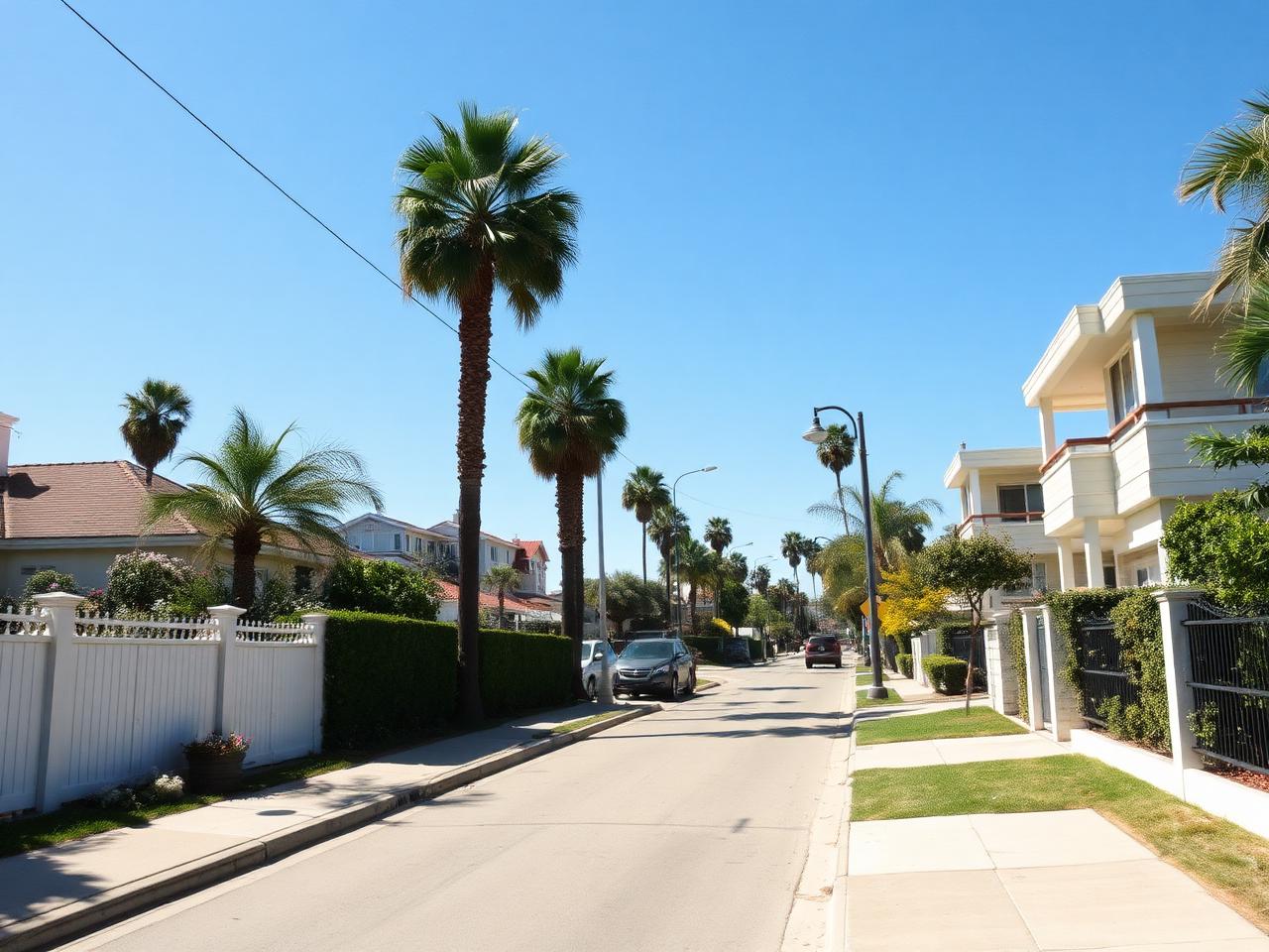 A tree-lined residential street with single-family homes in a quiet Torrance neighborhood, showcasing the area's family-friendly character.